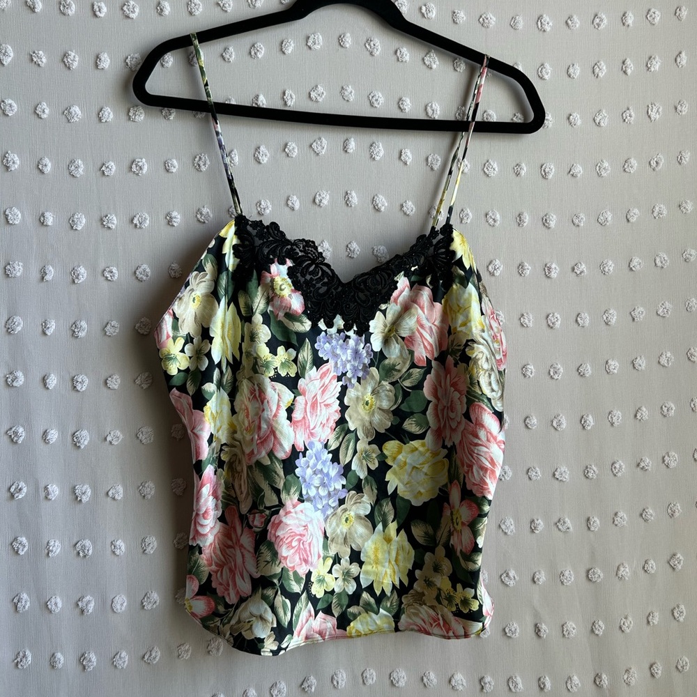 Victoria’s Secret Vintage Gold Label Floral Beaded Sleeveless Top‎ Sz L